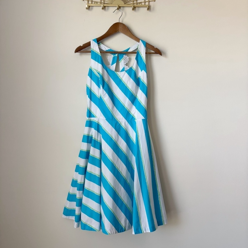 Lilly Pulitzer Zo Blue Roper Stripe Fit and Flare Dress Sz 6 - Picture 9 of 9